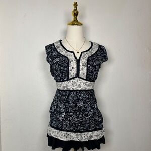 sonoma life+style black white floral blouse old money coquette dainty y2k boho